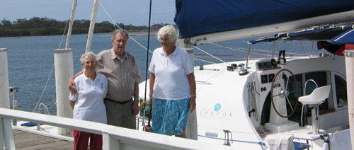 Mum, Dad and Joy on the jetty with Te Moana