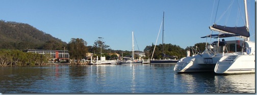 Te Moana anchored off the Laurieton RSL jetty