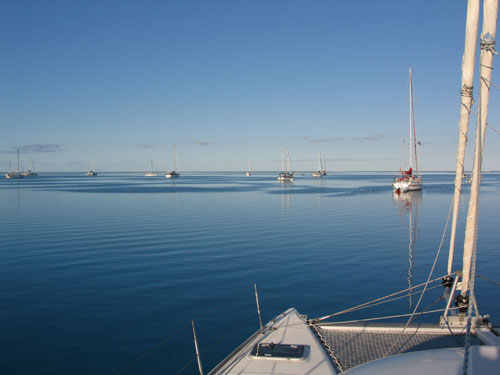 Boats at anchor inside the reef at Lady Musgrave