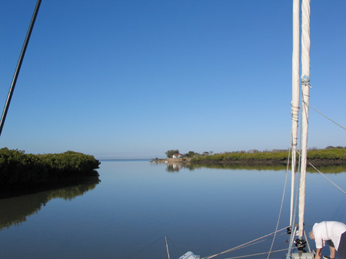 Joy securing the anchor while leaving Pacific Creek